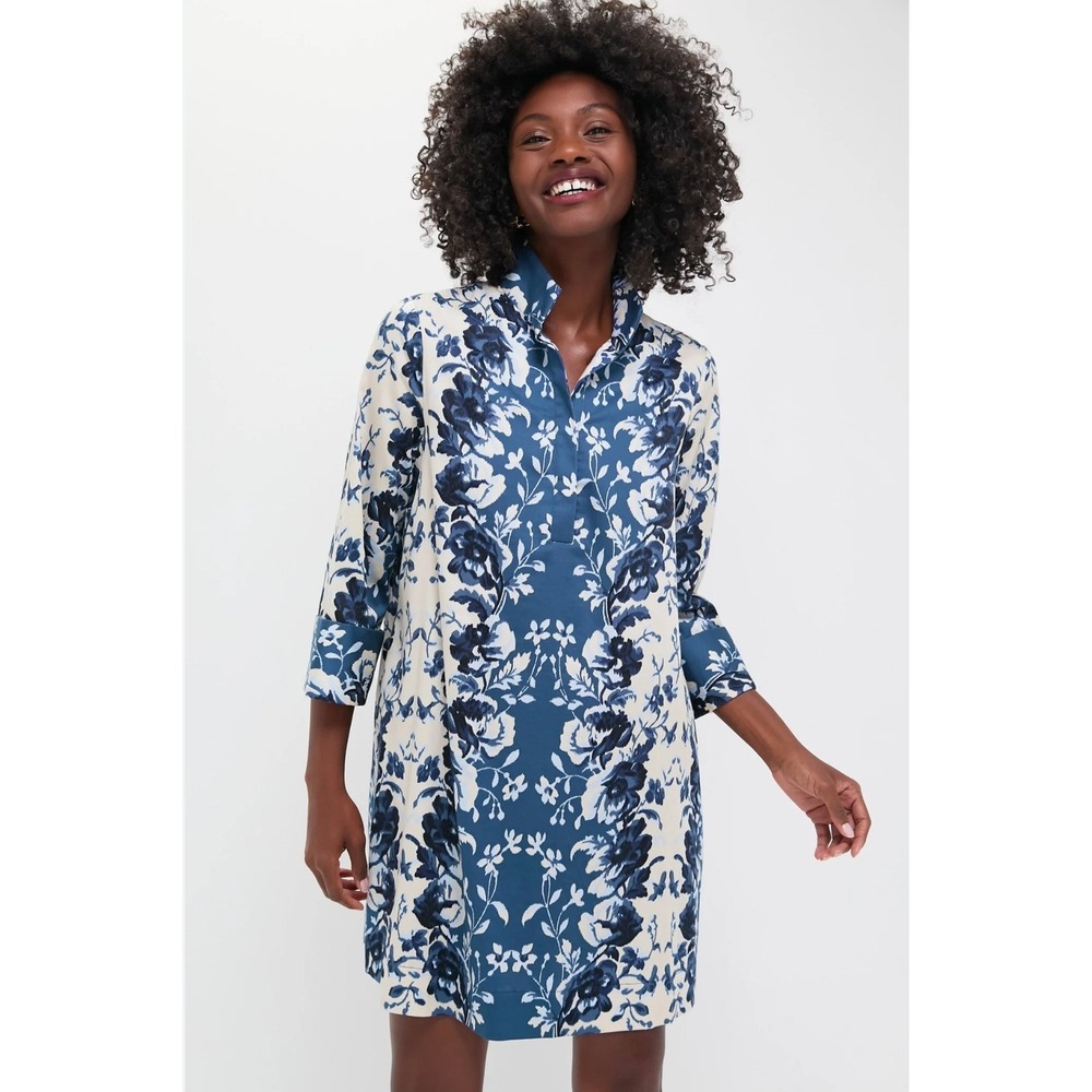 Tuckernuck NWOT Indigo Reflection Stretch Cotton Megan Dress Women's Size XL - Picture 2 of 11
